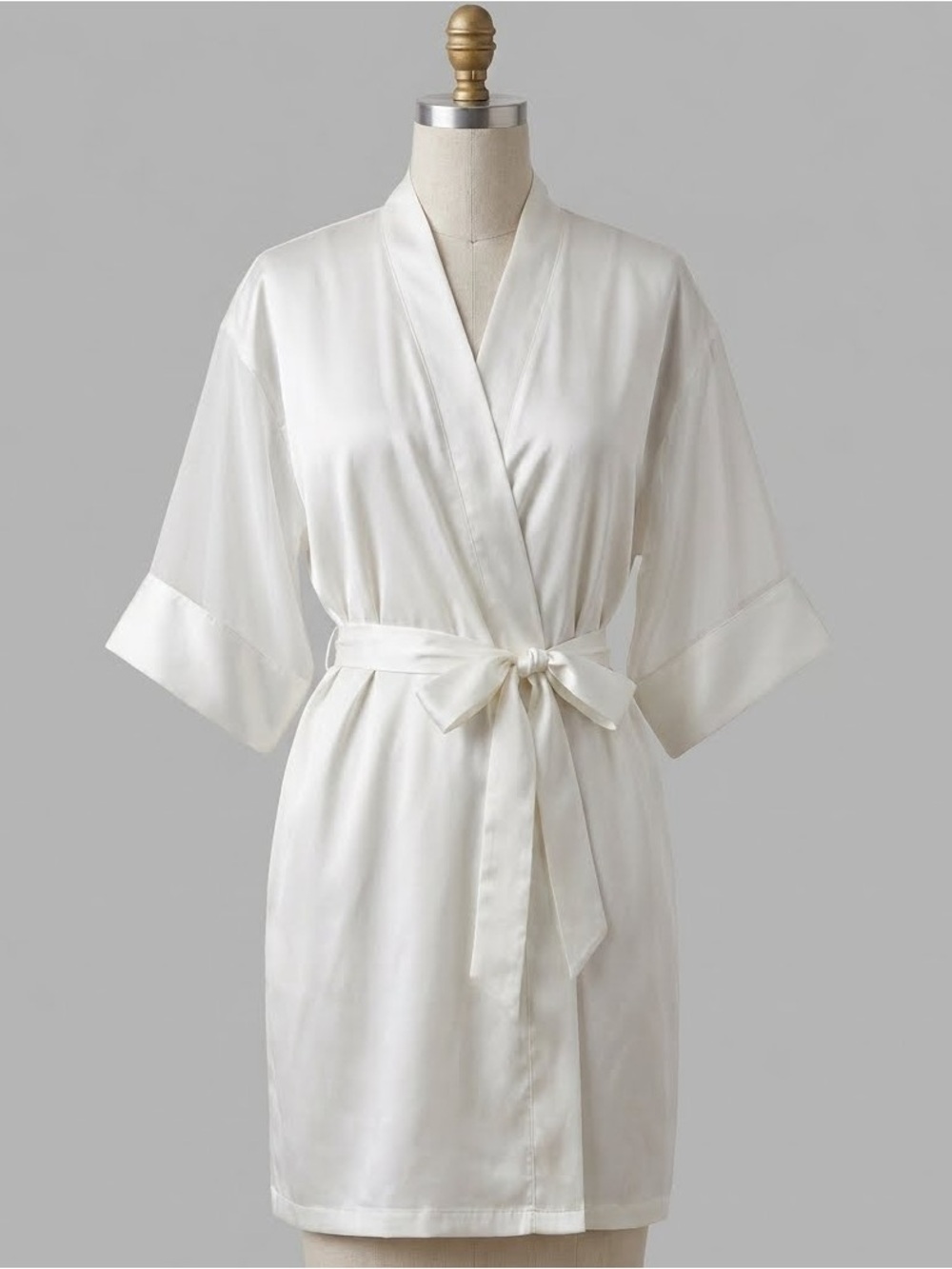 VTG 90s Victoria's Secret Gold Label Ivory Satin Robe Kimono Sleeve One size